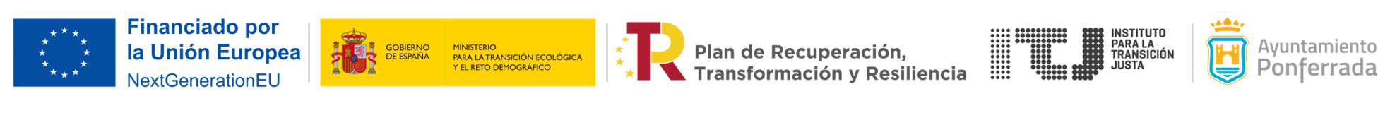 Financiado por la Unión Europea NextGenerationEU. Gobierno de España. Ministerio para la Transición Ecológica y el Reto Demográfico. Plan de Recuperación, Transformación y Resiliencia. Instituto para la Transición Justa. Ayuntamiento de Ponferrada.
